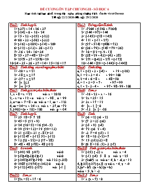Đề cương ôn tập Chương II - Số học 6 - Vũ Tuấn Quang